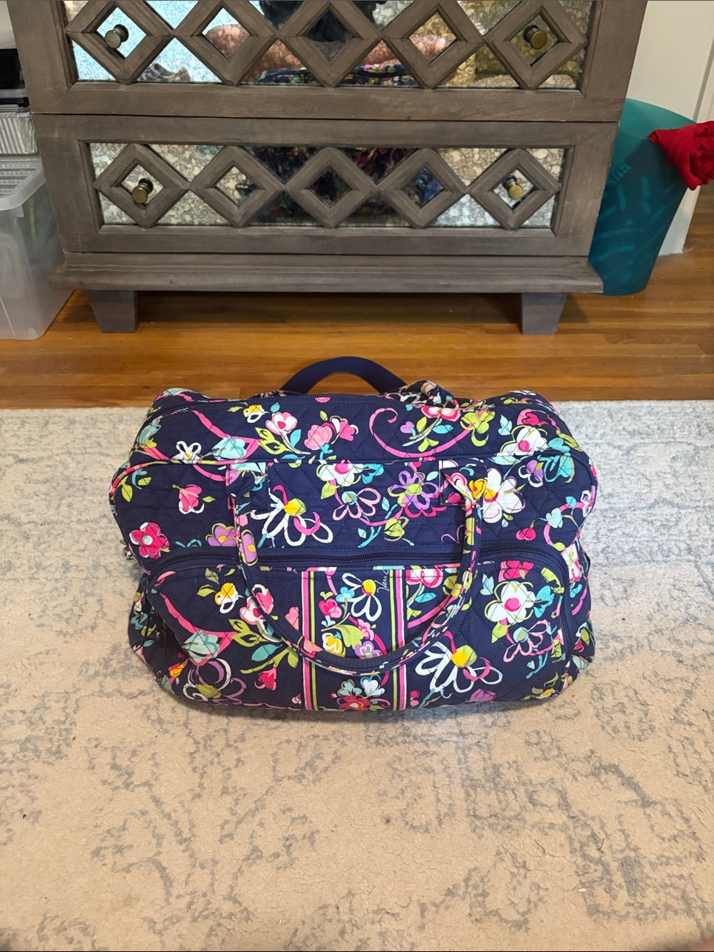 Vera Bradley Navy Floral Weekender Bag